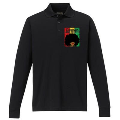 Celebrate Juneteenth Blm Melanin Black History Month Gift Performance Long Sleeve Polo