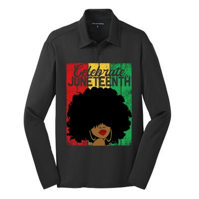 Celebrate Juneteenth Blm Melanin Black History Month Gift Silk Touch Performance Long Sleeve Polo