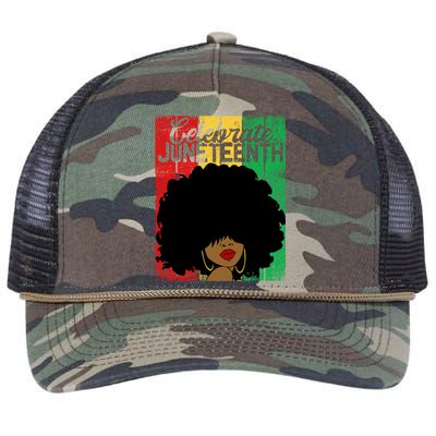 Celebrate Juneteenth Blm Melanin Black History Month Gift Retro Rope Trucker Hat Cap