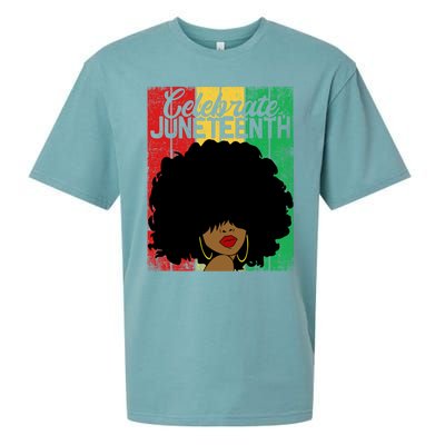 Celebrate Juneteenth Blm Melanin Black History Month Gift Sueded Cloud Jersey T-Shirt