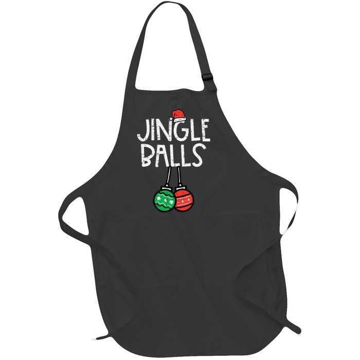 Christmas Jingle Balls Santa Funny Xmas Matching Couple Full-Length Apron With Pockets