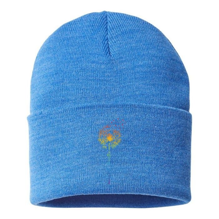 Cute Just Blow Dandelion Tattoodesign Arrows Breathe Rainbow Cute Gift Sustainable Knit Beanie