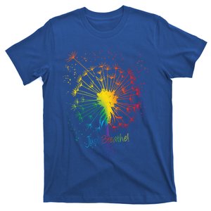 Cute Just Blow Dandelion Tattoo Design Arrows Breathe Rainbow Gift T-Shirt