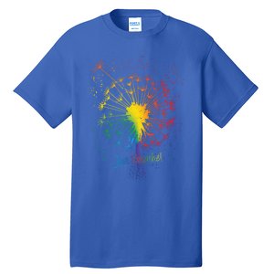 Cute Just Blow Dandelion Tattoo Design Arrows Breathe Rainbow Gift Tall T-Shirt