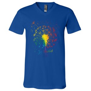 Cute Just Blow Dandelion Tattoo Design Arrows Breathe Rainbow Gift V-Neck T-Shirt