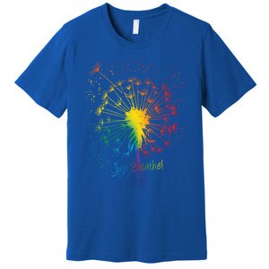 Cute Just Blow Dandelion Tattoo Design Arrows Breathe Rainbow Gift Premium T-Shirt