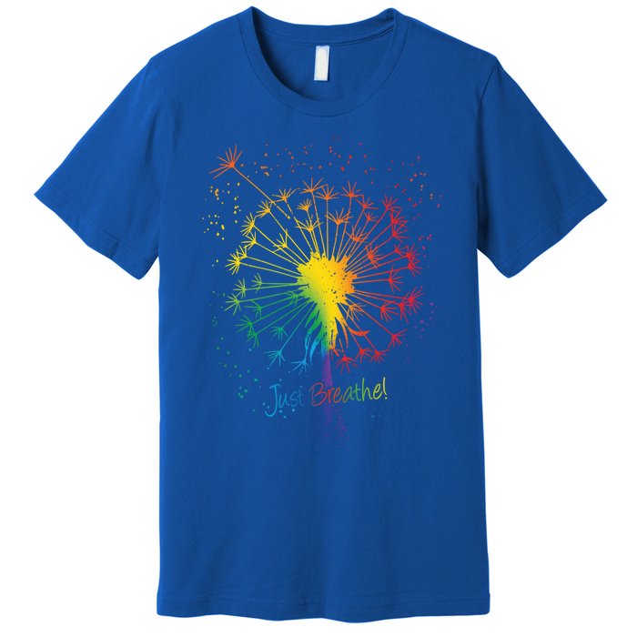 Cute Just Blow Dandelion Tattoo Design Arrows Breathe Rainbow Gift Premium T-Shirt