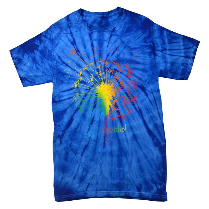 Cute Just Blow Dandelion Tattoo Design Arrows Breathe Rainbow Gift Tie-Dye T-Shirt