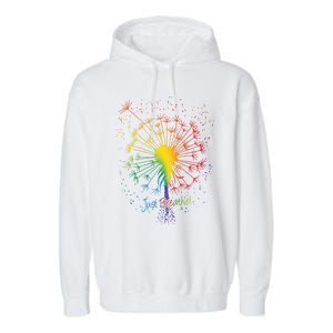 Cute Just Blow Dandelion Tattoo Design Arrows Breathe Rainbow Gift Garment-Dyed Fleece Hoodie