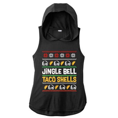 Christmas Jingle Bells Taco Shells Funny Ugly Xmas Sweater Ladies PosiCharge Tri-Blend Wicking Draft Hoodie Tank