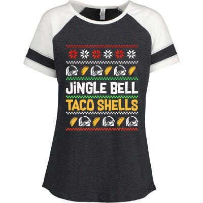 Christmas Jingle Bells Taco Shells Funny Ugly Xmas Sweater Enza Ladies Jersey Colorblock Tee