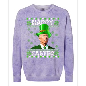 Confused Joe Biden Happy Easter St Patricks Day Colorblast Crewneck Sweatshirt