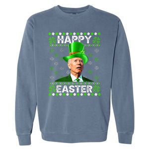 Confused Joe Biden Happy Easter St Patricks Day Garment-Dyed Sweatshirt