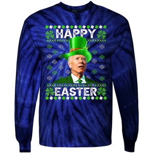 Confused Joe Biden Happy Easter St Patricks Day Tie-Dye Long Sleeve Shirt