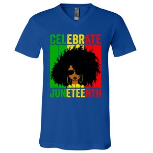 Celebrate Juneteenth Blm African Freedom Independence Cute Gift V-Neck T-Shirt