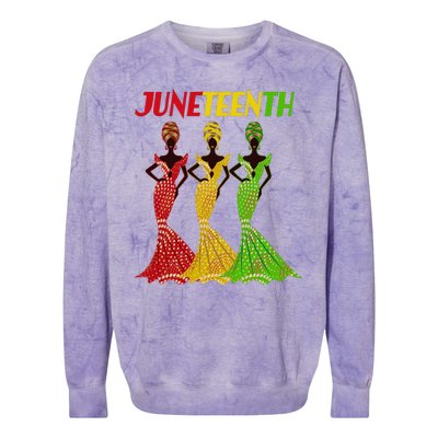 Celebrate Juneteenth Beautiful Black African American Women Attire Colorblast Crewneck Sweatshirt