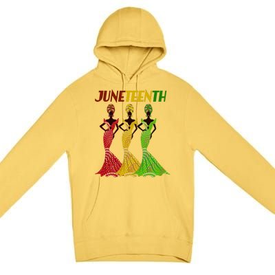 Celebrate Juneteenth Beautiful Black African American Women Attire Premium Pullover Hoodie