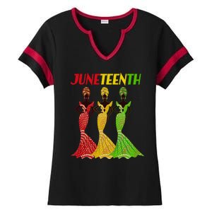 Celebrate Juneteenth Beautiful Black African American Women Attire Ladies Halftime Notch Neck Tee