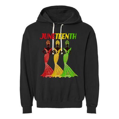 Celebrate Juneteenth Beautiful Black African American Women Attire Garment-Dyed Fleece Hoodie