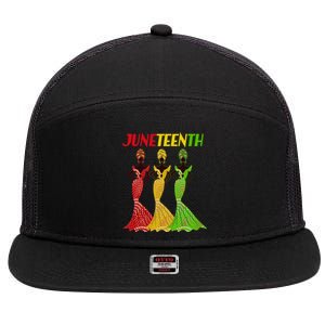 Celebrate Juneteenth Beautiful Black African American Women Attire 7 Panel Mesh Trucker Snapback Hat