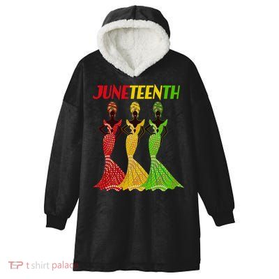 Celebrate Juneteenth Beautiful Black African American Women Attire Hooded Wearable Blanket