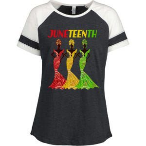 Celebrate Juneteenth Beautiful Black African American Women Attire Enza Ladies Jersey Colorblock Tee