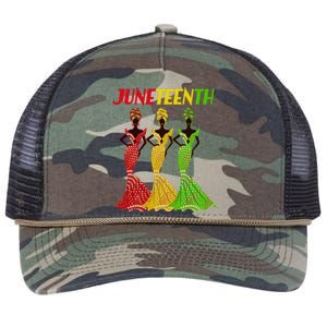 Celebrate Juneteenth Beautiful Black African American Women Attire Retro Rope Trucker Hat Cap