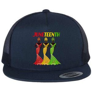 Celebrate Juneteenth Beautiful Black African American Women Attire Flat Bill Trucker Hat