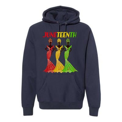 Celebrate Juneteenth Beautiful Black African American Women Attire Premium Hoodie