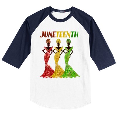 Celebrate Juneteenth Beautiful Black African American Women Attire Baseball Sleeve Shirt