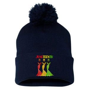 Celebrate Juneteenth Beautiful Black African American Women Attire Pom Pom 12in Knit Beanie