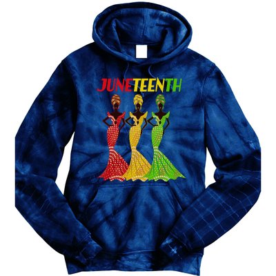 Celebrate Juneteenth Beautiful Black African American Women Attire Tie Dye Hoodie