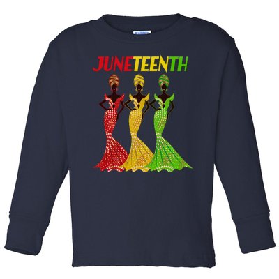 Celebrate Juneteenth Beautiful Black African American Women Attire Toddler Long Sleeve Shirt