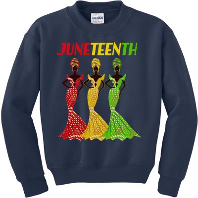 Celebrate Juneteenth Beautiful Black African American Women Attire Kids Sweatshirt