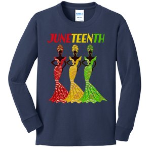 Celebrate Juneteenth Beautiful Black African American Women Attire Kids Long Sleeve Shirt