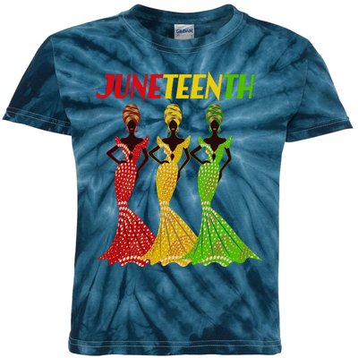 Celebrate Juneteenth Beautiful Black African American Women Attire Kids Tie-Dye T-Shirt