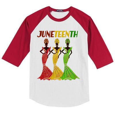 Celebrate Juneteenth Beautiful Black African American Women Attire Kids Colorblock Raglan Jersey