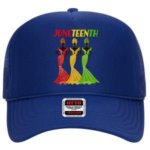 Celebrate Juneteenth Beautiful Black African American Women Attire High Crown Mesh Back Trucker Hat