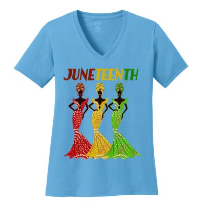 Celebrate Juneteenth Beautiful Black African American Women Attire Women's V-Neck T-Shirt
