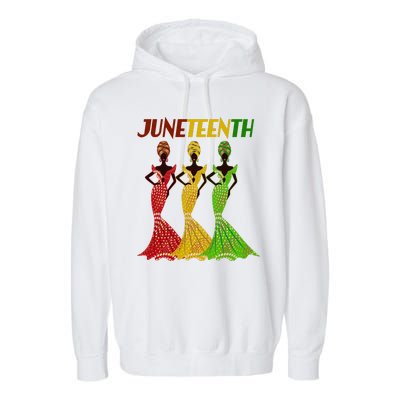 Celebrate Juneteenth Beautiful Black African American Women Attire Garment-Dyed Fleece Hoodie