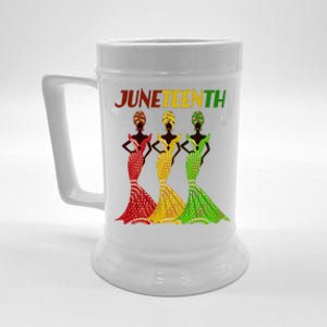 Celebrate Juneteenth Beautiful Black African American Women Attire Beer Stein