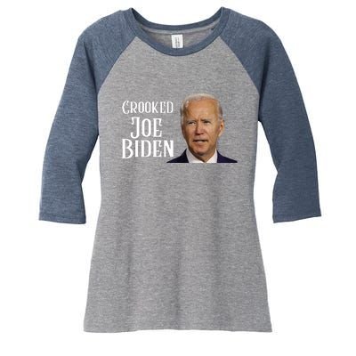 Crooked Joe Biden Women's Tri-Blend 3/4-Sleeve Raglan Shirt