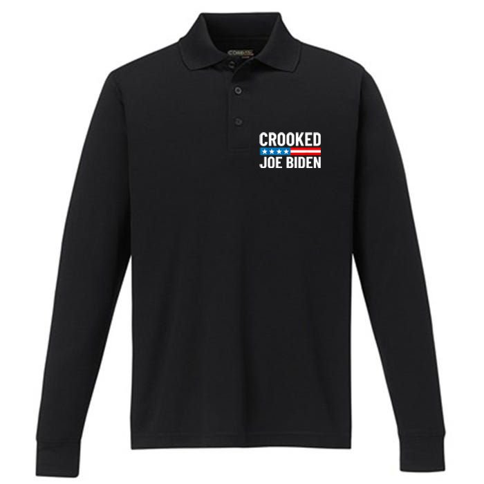 Crooked Joe Biden Confused Anti Biden Performance Long Sleeve Polo