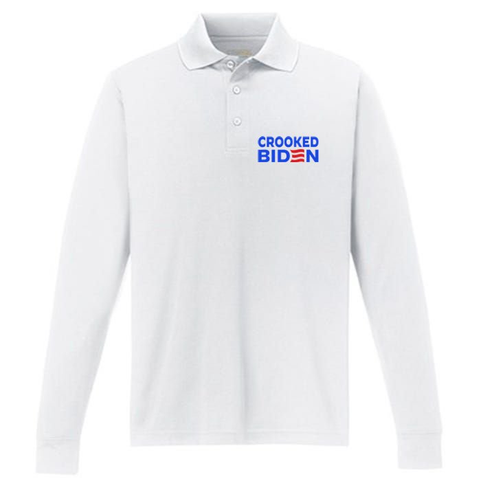 Crooked Joe Biden Confused Anti Biden Performance Long Sleeve Polo