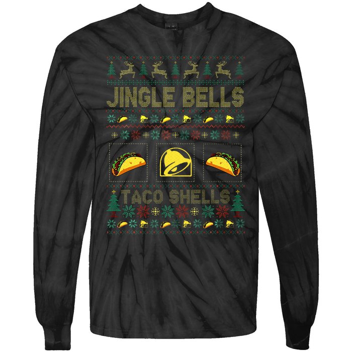 Christmas Jingle Bells Taco Shells Funny Ugly Xmas Sweater Tie-Dye Long Sleeve Shirt