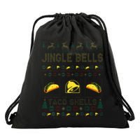 Christmas Jingle Bells Taco Shells Funny Ugly Xmas Sweater Drawstring Bag