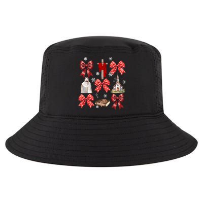 Coquette Jesus Christmas Bow Christian Bibble Verse Nativity Cool Comfort Performance Bucket Hat