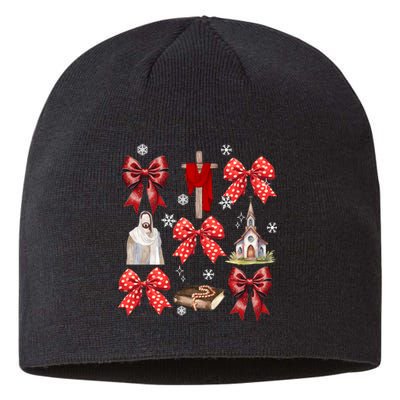 Coquette Jesus Christmas Bow Christian Bibble Verse Nativity Sustainable Beanie