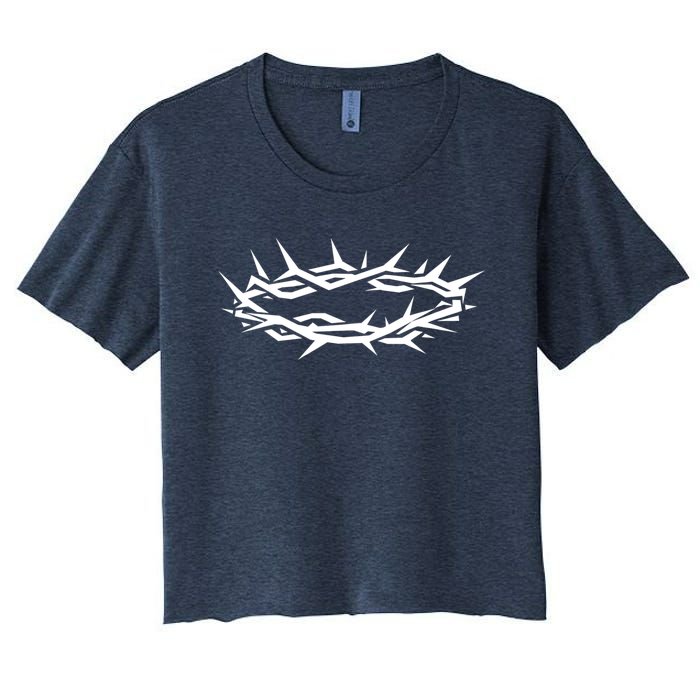 Christian Jesus Crown Of Thorn Good Friday & Easter. Women's Crop Top Tee