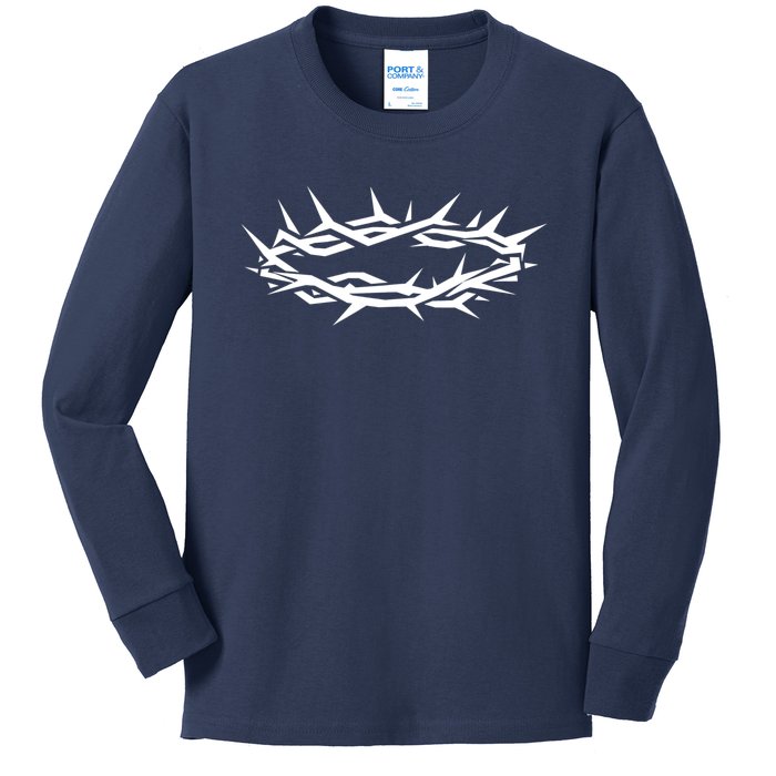 Christian Jesus Crown Of Thorn Good Friday & Easter. Kids Long Sleeve Shirt